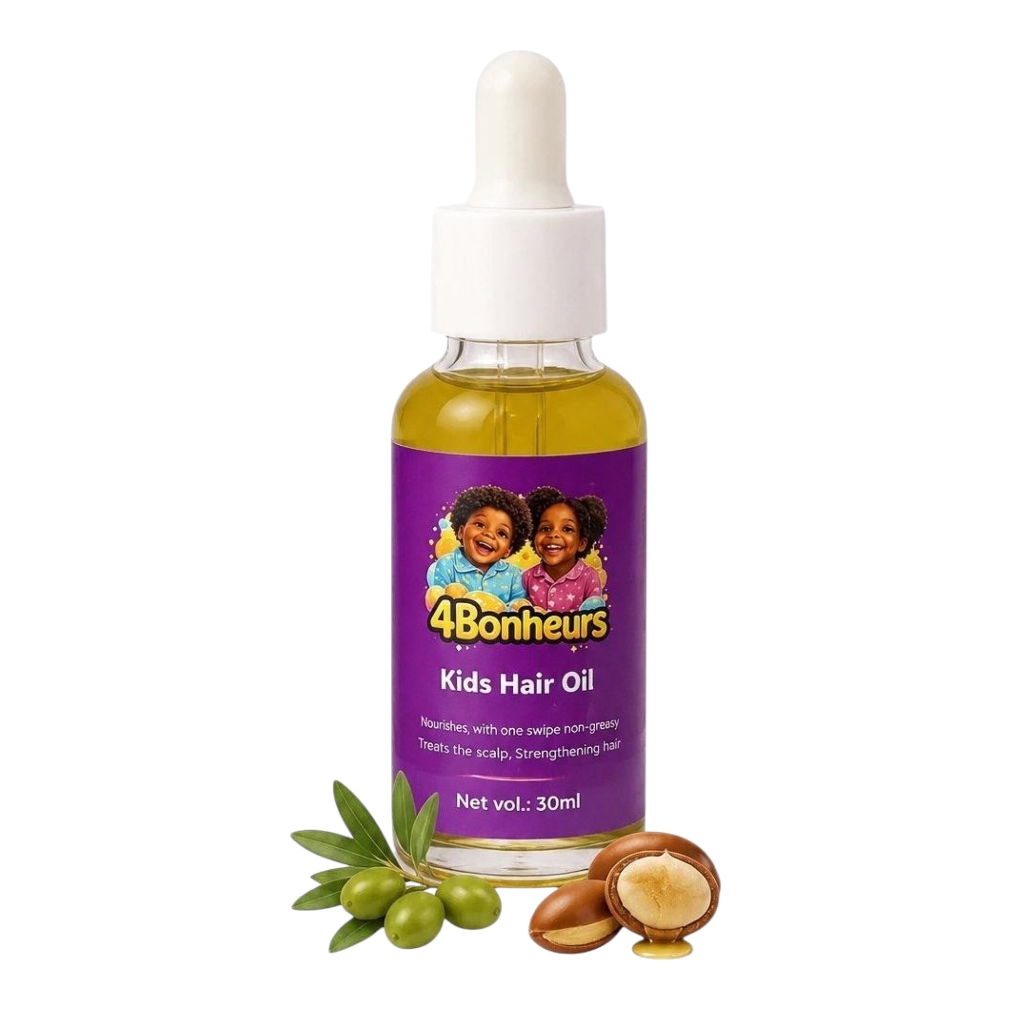 4Bonheurs kids hair oil 30 ml – huile capillaire nourrissante pour enfants