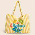 Sac de plage rayé brodé – Jaune | 4Bonheurs-Sweet Summer