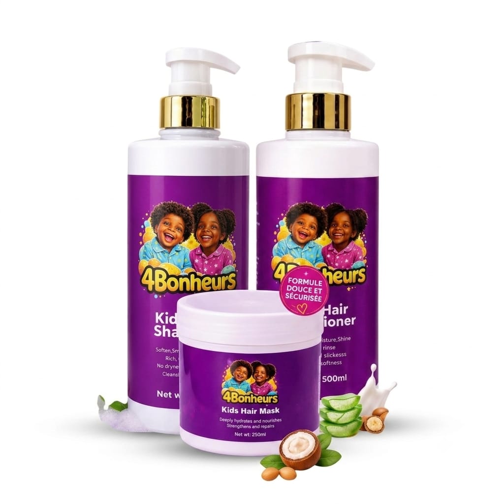 Routine soin complète 4bonheurs – Shampooing, après-Shampooing & masque capillaire enfants