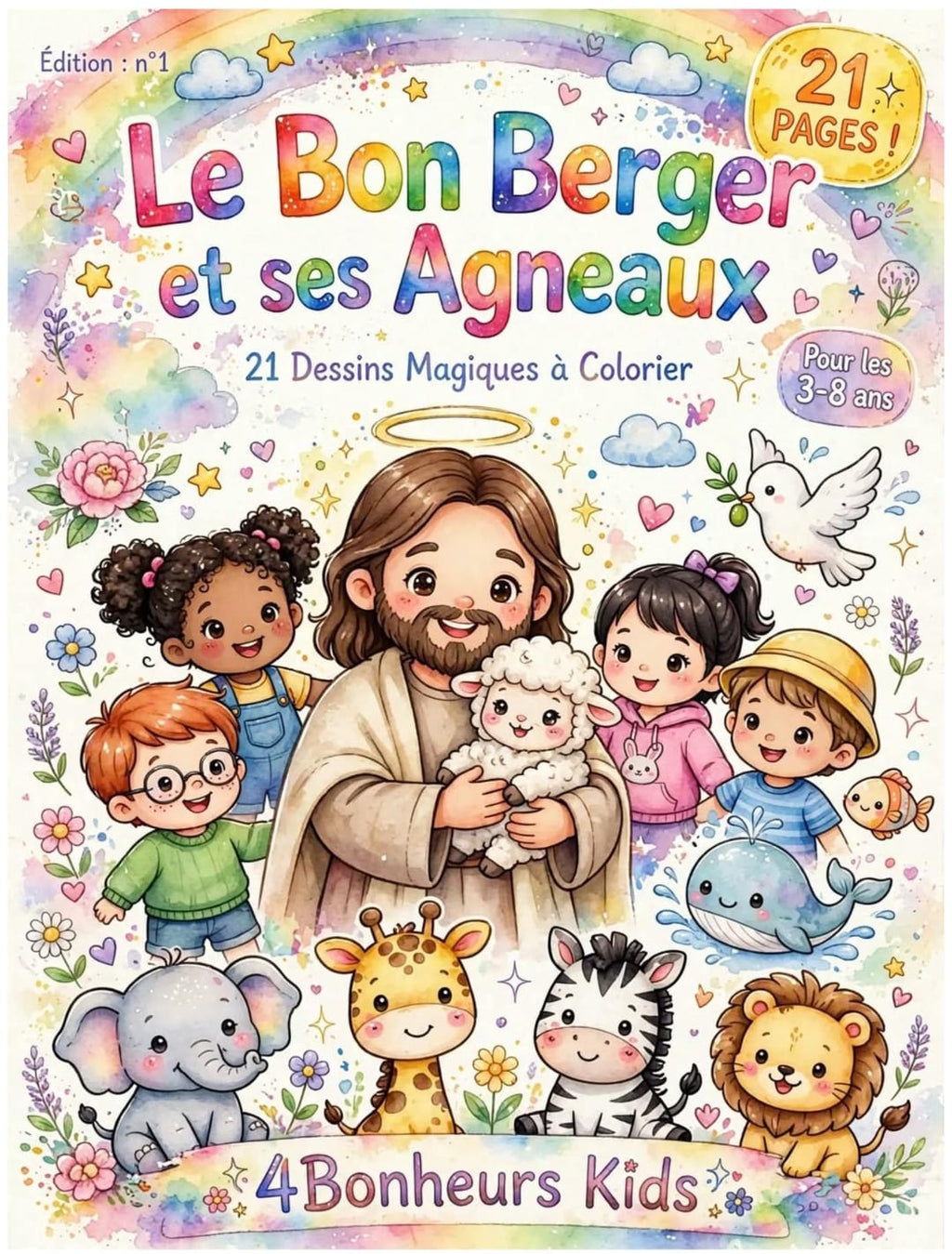Le Bon Berger et ses Agneaux — Livre de coloriage chrétien 3-8 ans (21 dessins)