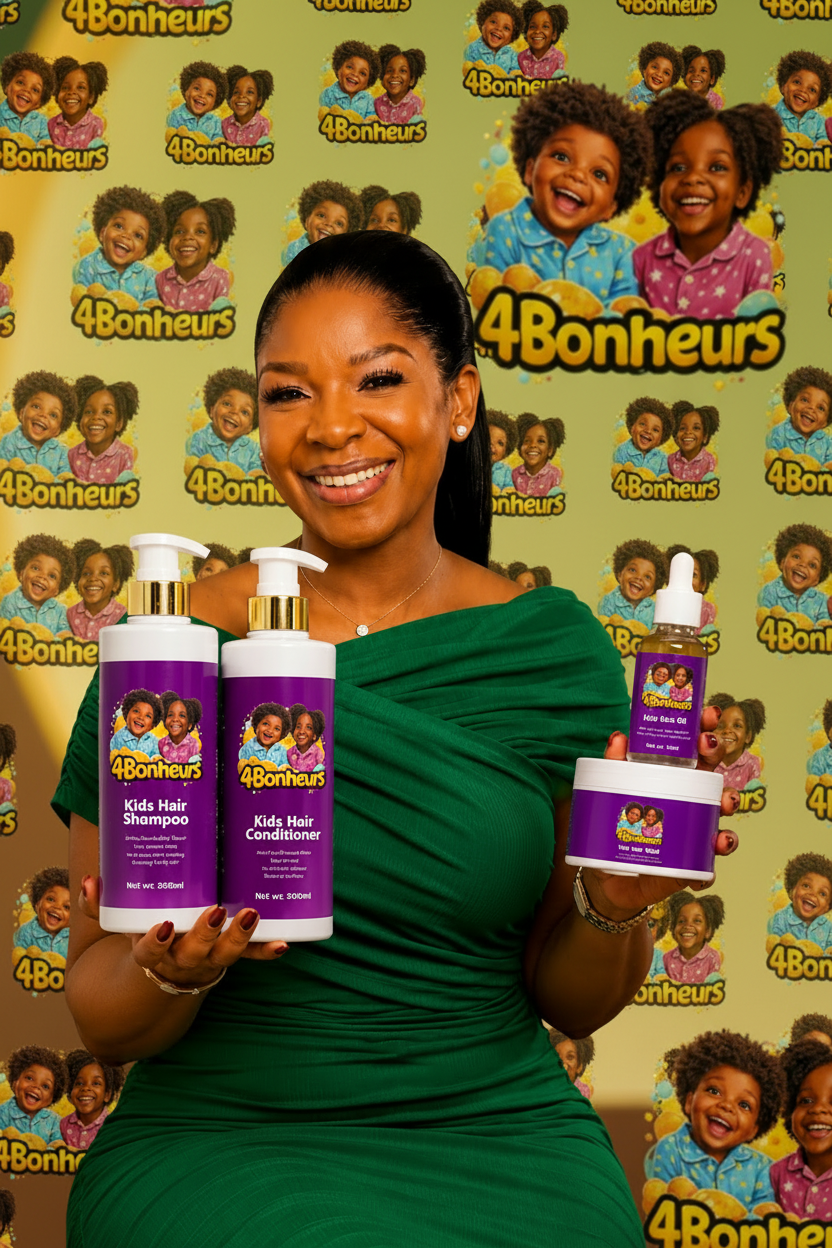 4Bonheurs Kids,
Une gamme adaptée à tous les types de cheveux.